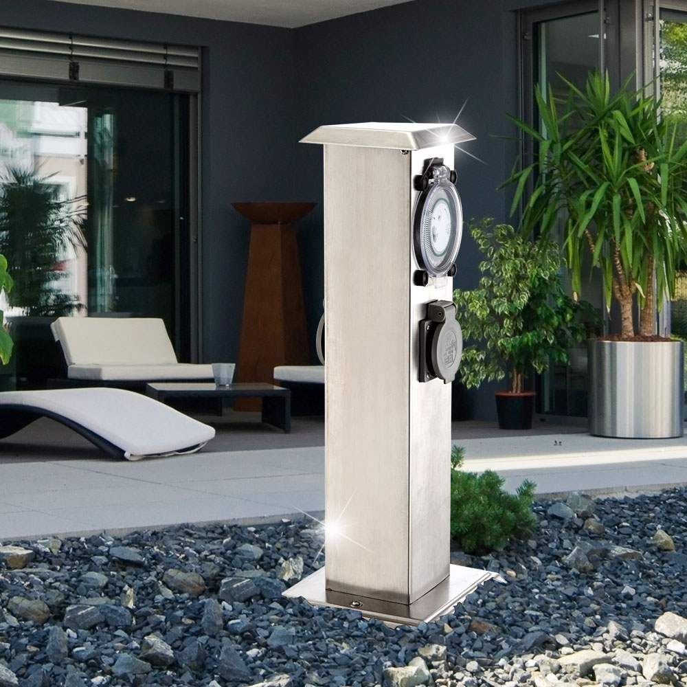 Außen Steckdose Timer Garten Stand Lampe Erdspieß Strom Säule Energie