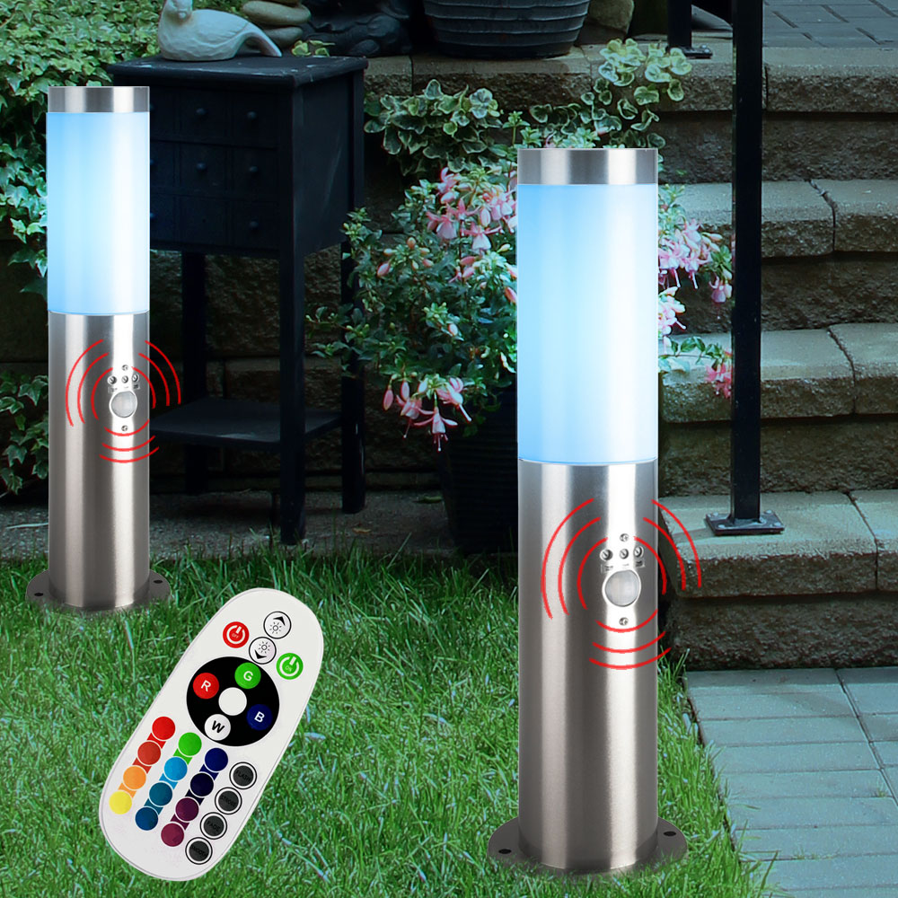 RGB LED 4er Set Außenlampen Stehleuchten HxD 45x7,6 cm Fernbedienung 15 Farben 