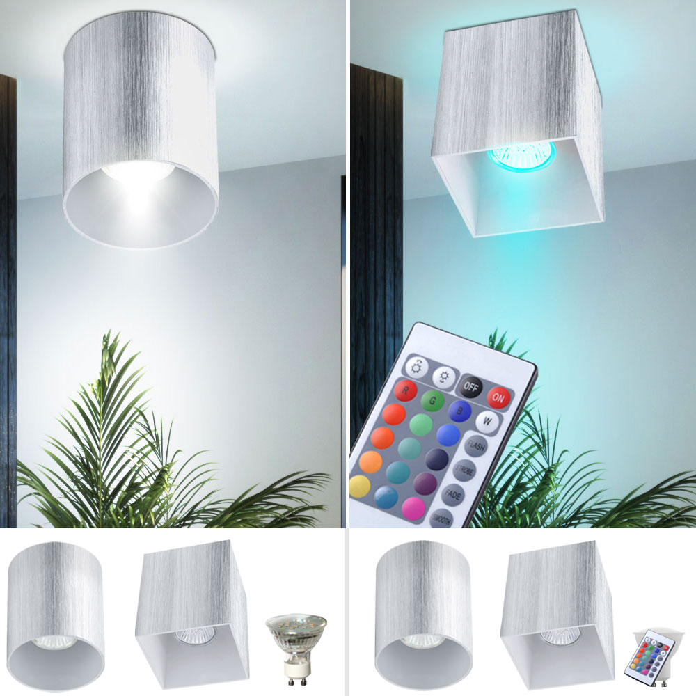 LED Decken Aufbau Strahler Lampe ALU Leuchte DIMMER rund eckig RGB