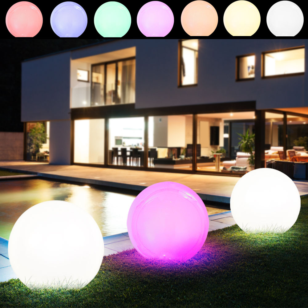 2x Außen LED Kugel Design Solar Steck Lampe Garten Weg Beleuchtung Farbwechsler