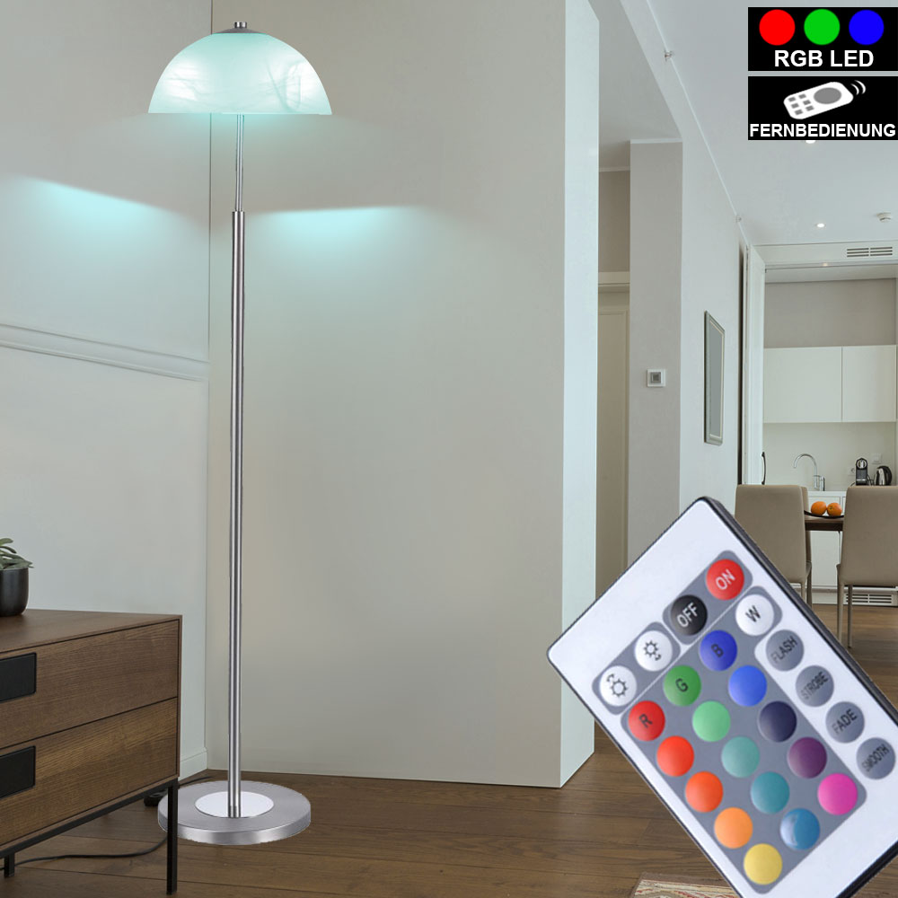 RGB LED Edelstahl Steh Lampe Fernbedienung Alabaster Glas Decken Fluter dimmbar
