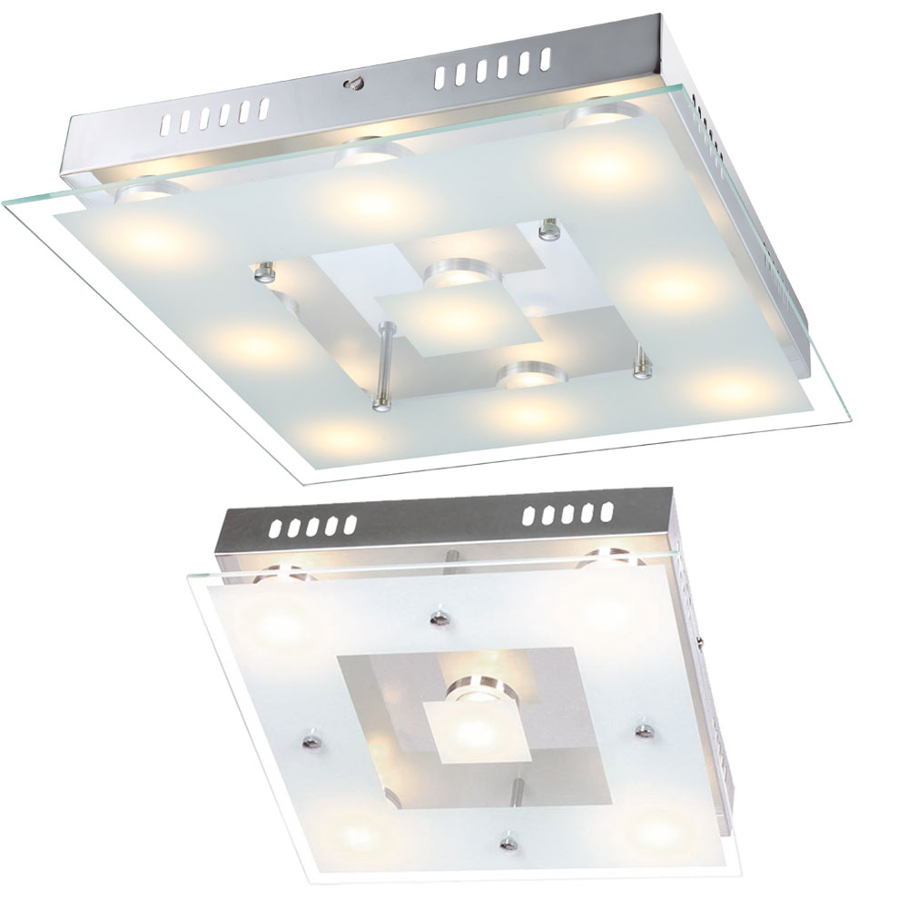 Luxus LED Decken Leuchten Wohnraum Glas Flur Strahler Chrom Lampen EEK