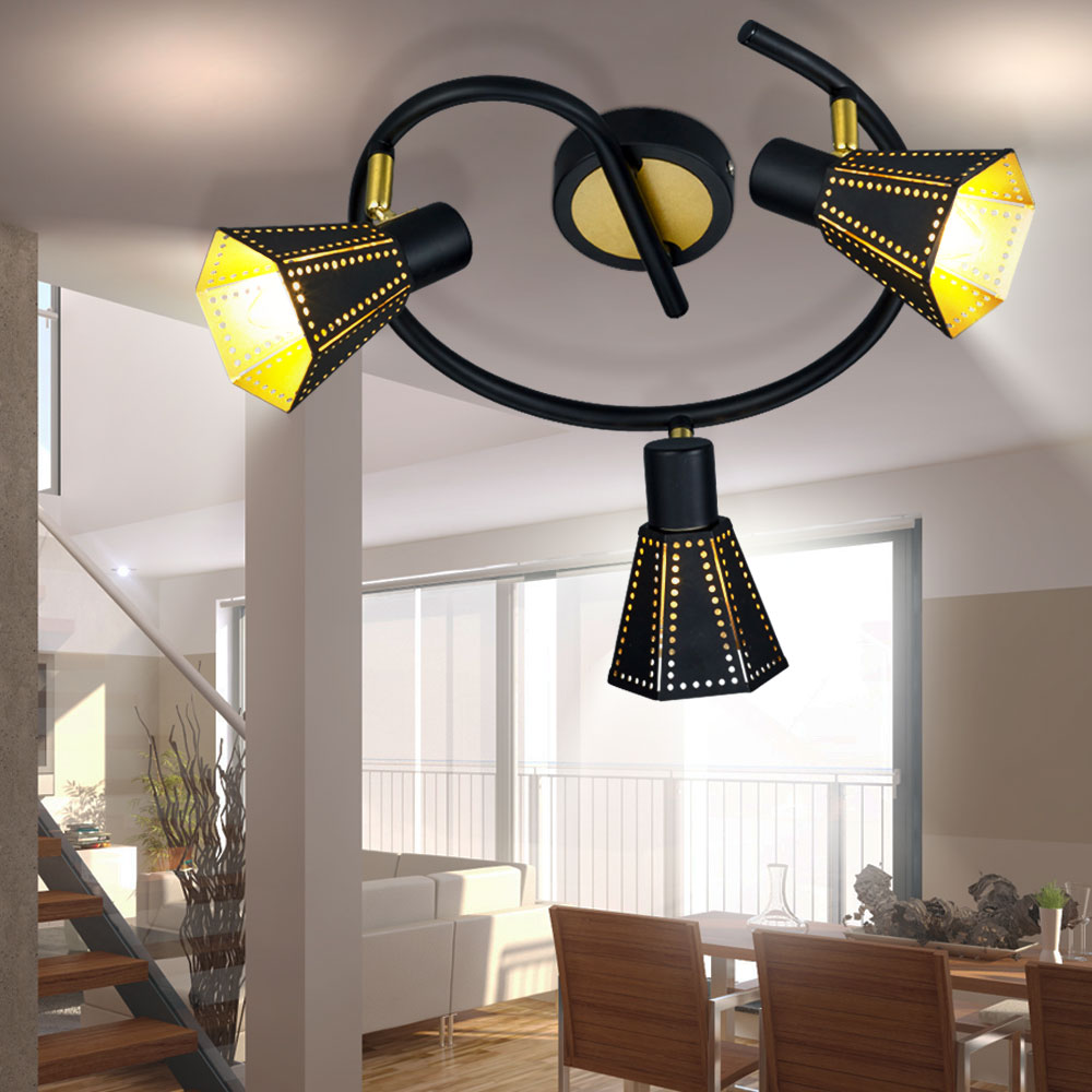 Decken Leuchten Rondell Wohnraum Strahler Wand Lampen Gold Spot