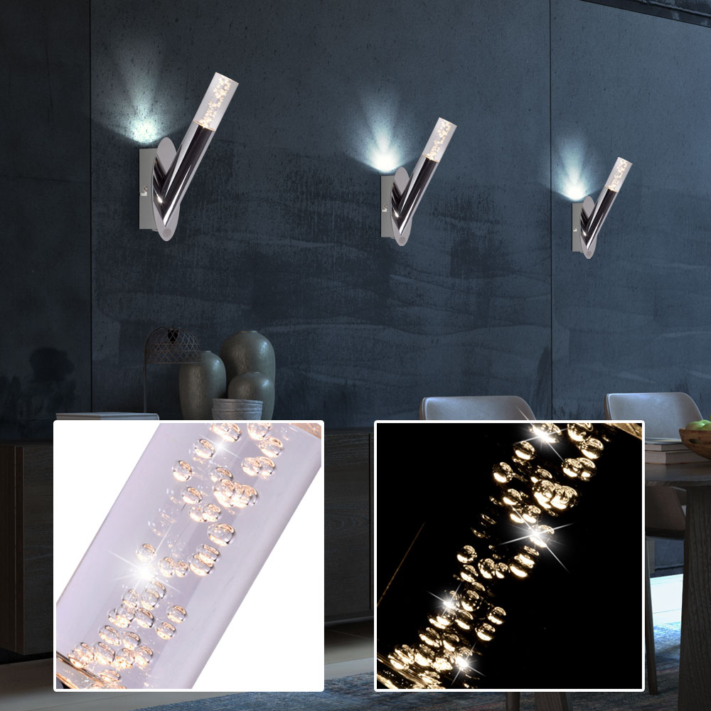 2x LED Design Wand Leuchten Schlaf Gäste Zimmer Lampen Chrom 2x LED Design Wand Leuchten Schlaf Gäste Zimmer Lampen Chrom