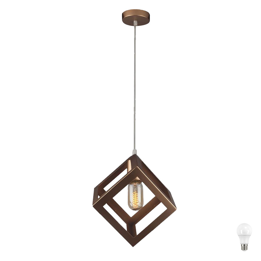LED Deckenleuchte Pendellampe Esszimmer Metallwürfel Champagner Gold