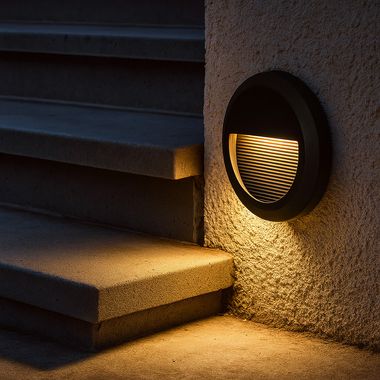 Segnapasso LED, IP65, nero, rotondo, D 15 cm