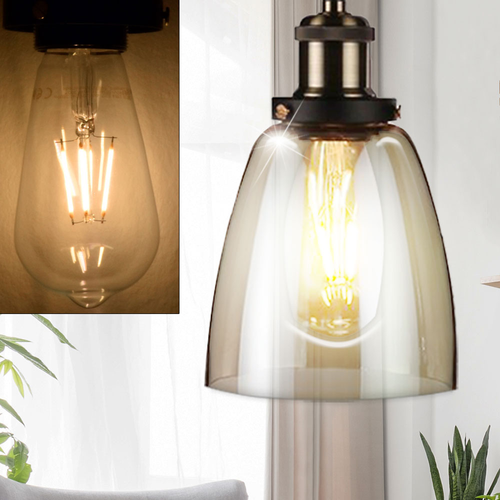 3er Set LED Glas Pendel Strahler Gäste Zimmer Decken Hänge Beleuchtungen klar
