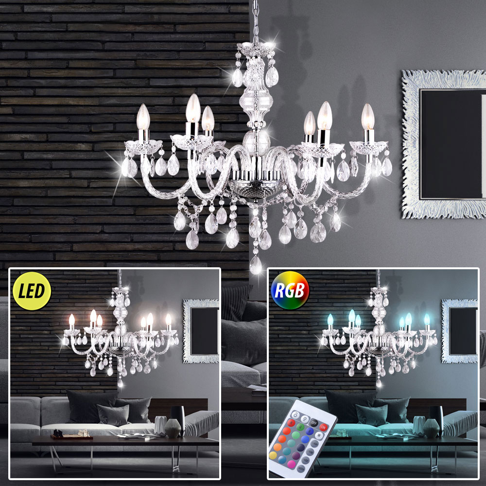 [Paket] LED Kronleuchter Luster Hänge Lampe Beleuchtung Kristalle