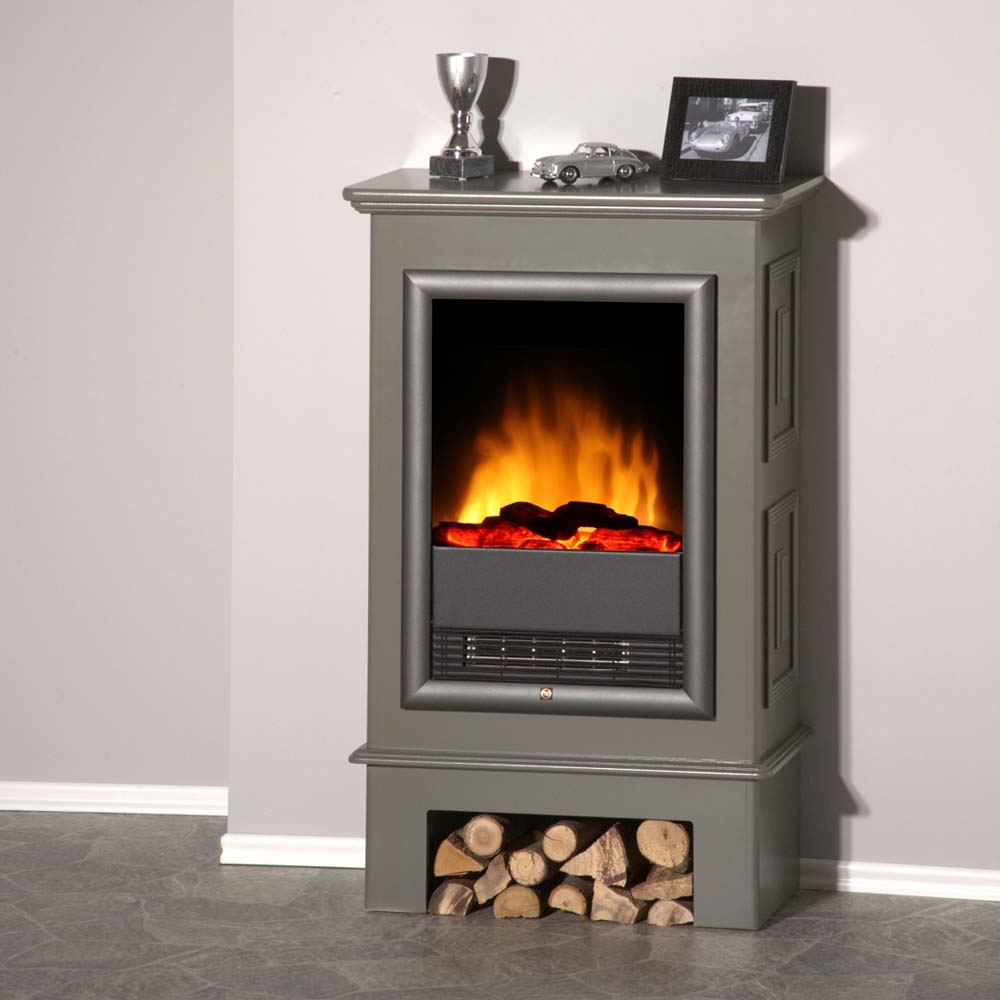 Electric stand fireplace gray flames embers effect heating stove living  room | ETC Shop: lamps, furniture, technology, household. All from one  source. | ETC Shop