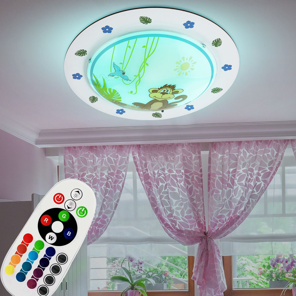 LED Decken Leuchte Dimmbar Affe Baby-Kinder-Zimmer Tier RGB Lampe