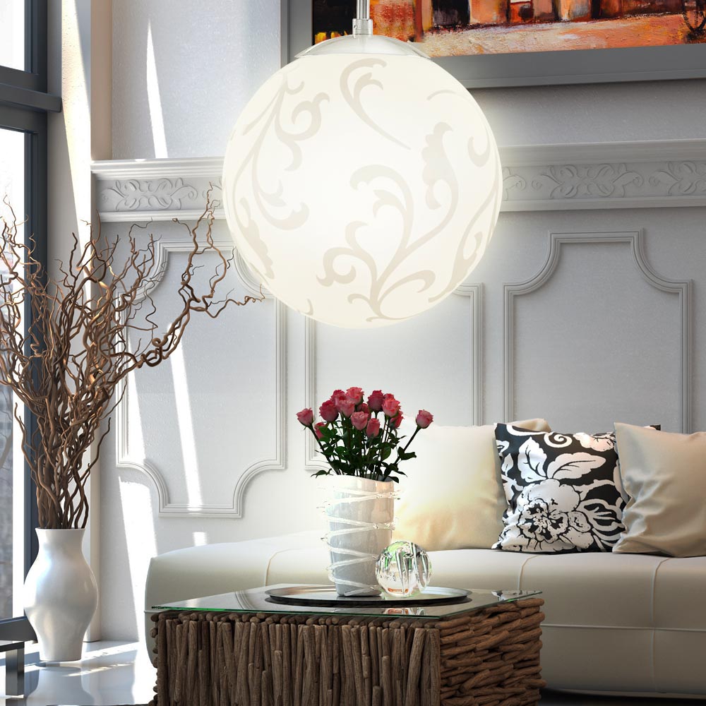 LED Glas Kugel Pendel Leuchte Wohn Ess Zimmer Decken Lampe Dekor Hänge