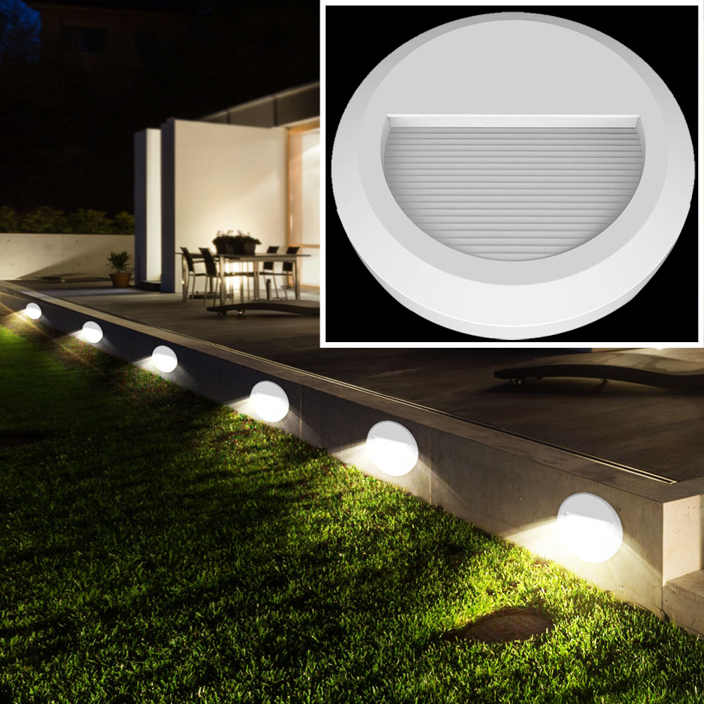2er Set LED Exterior Pared Luces Redondo Puerta Casa Niveles