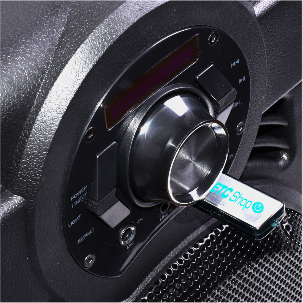 250W Mobile LED Musikanlage mit USB/Bluetooth und Mikro – Bild 3