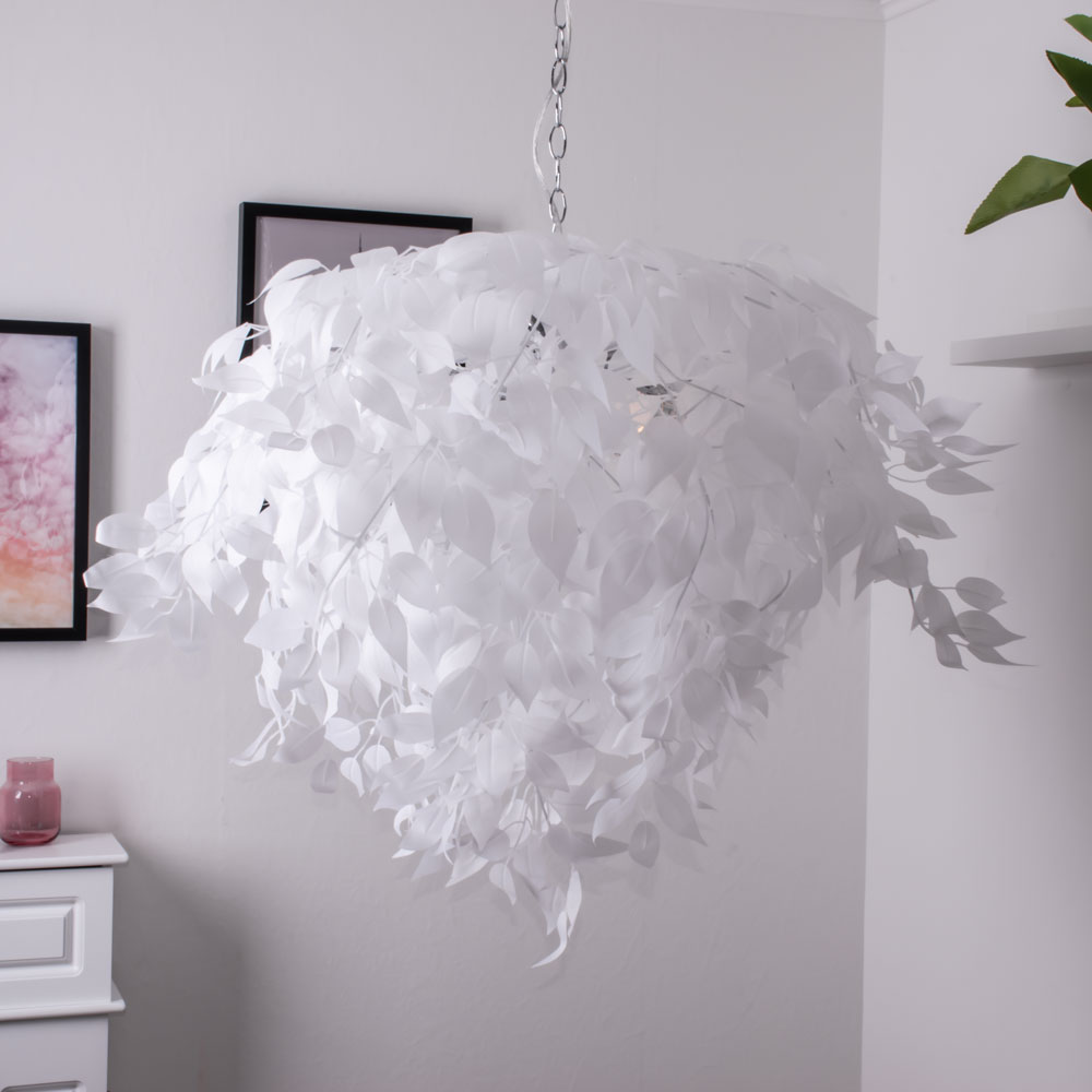 white leaf pendant light