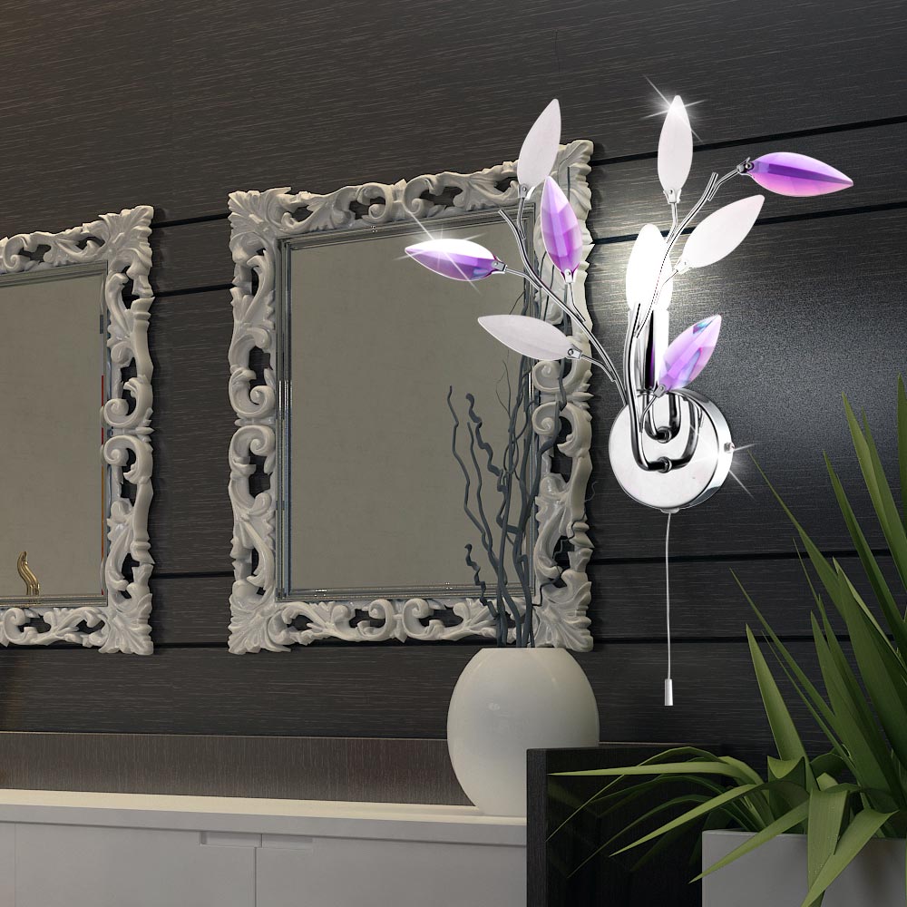 2er Set Pared Luces Cromo Salón Habitación Iluminación Follaje Lámparas