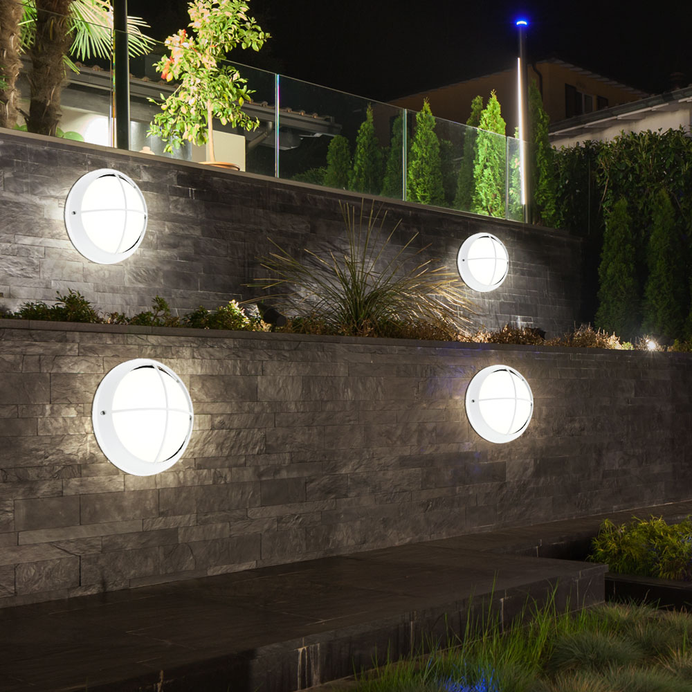 3er Set LED Decken Leuchten Feuchtraum Wand Lampen Glas rund Außen