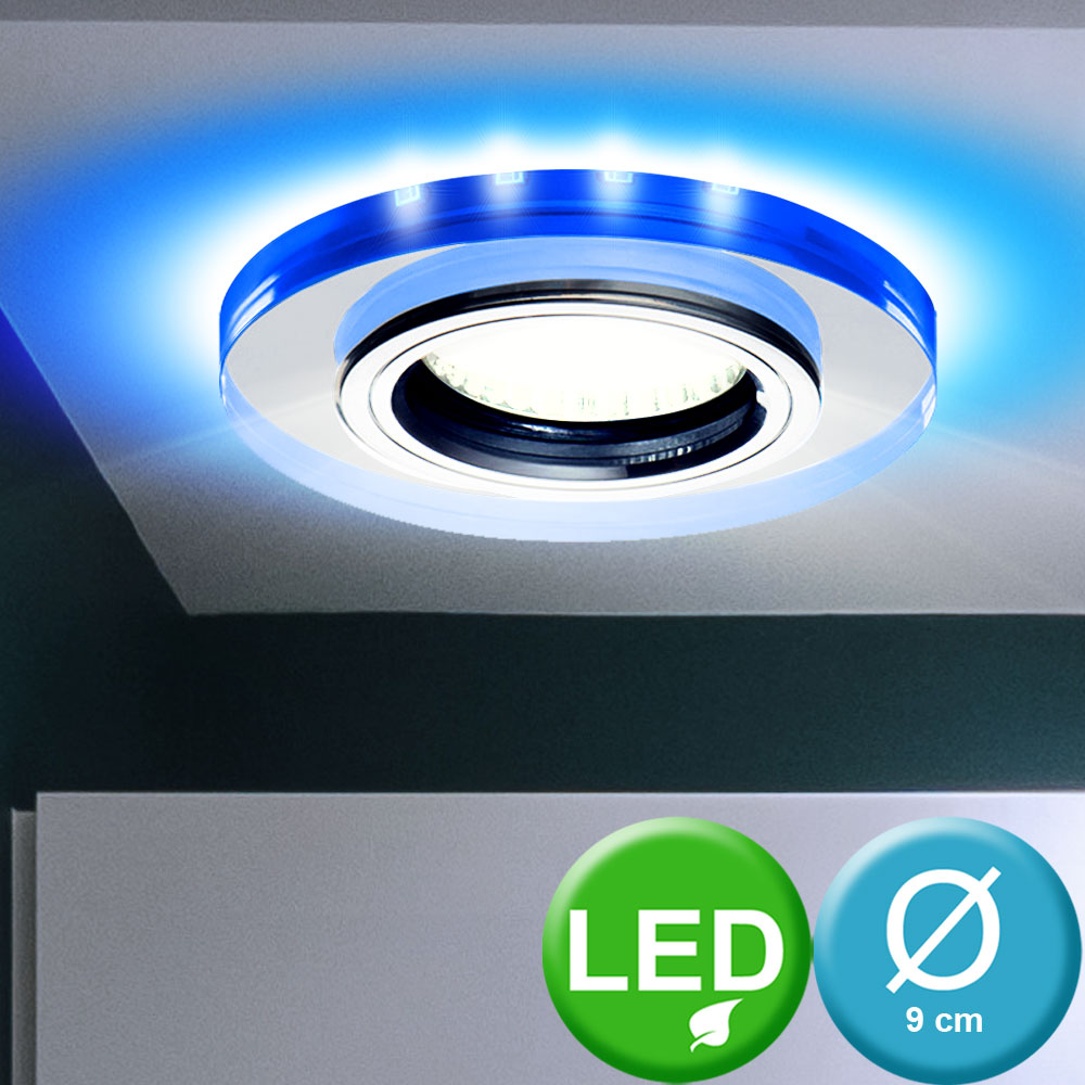 LED Design Einbau Spot Beleuchtung blau Schlaf Zimmer Glas Decken