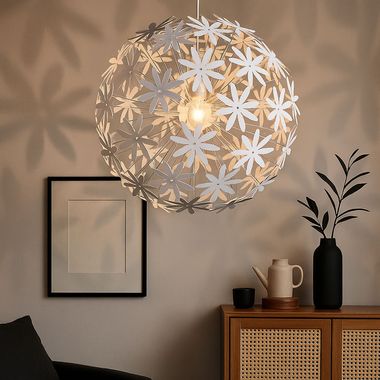 Hängeleuchte, Blüten Design, weiß, 60 cm, STELLA