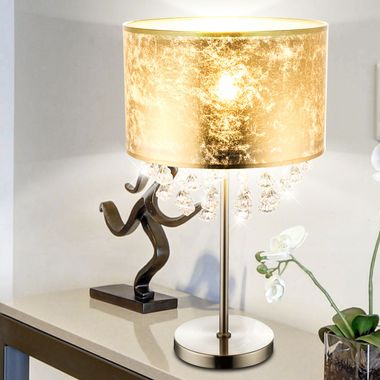 Lampe en cristal, feuille d'or, nickel mat, 1x E27