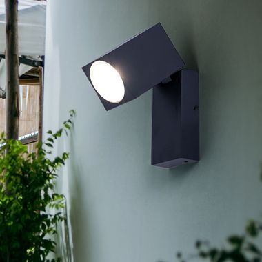 Wall light, down spotlight, black aluminium, movable, H 10 cm