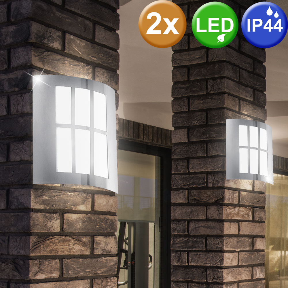 2x LED Exterior Área Pared Luces Parcela Foco Acero Inox. Parque