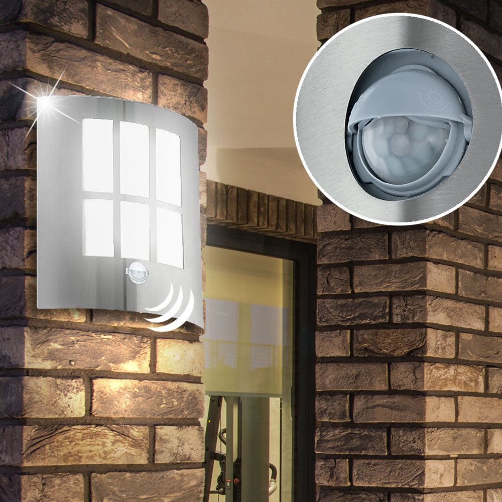 2er Set LED Außen Wand Lampen Fassaden Bewegungsmelder Edelstahl