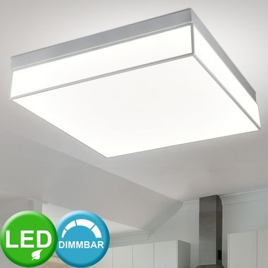 LED plafondlamp, wit, dimbaar, metaal, vierkant, L 40 cm
