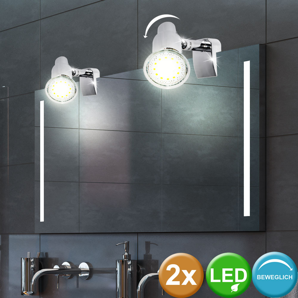 Leuchten & Leuchtmittel 2 x LED Wand Leuchten Bade-Zimmer Chrom Bilder
