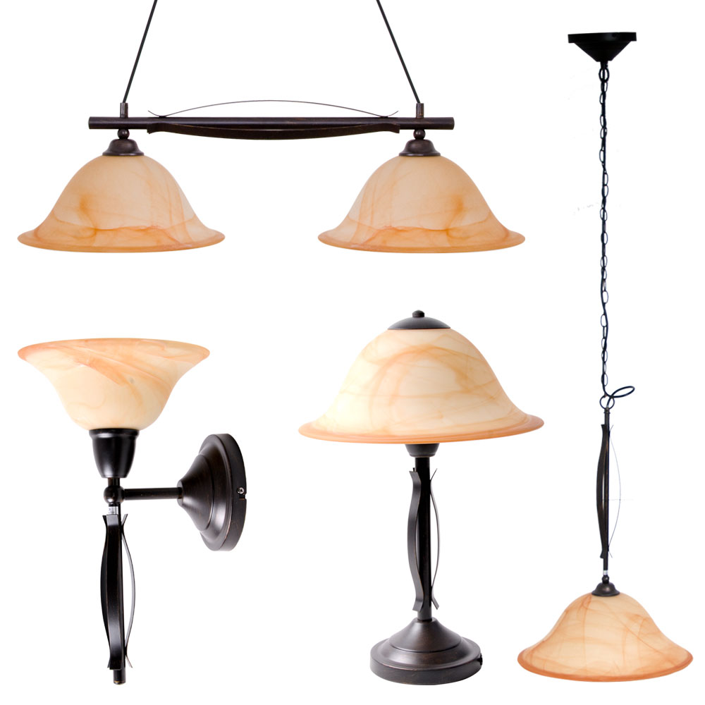 Decken Hänge Lampen verstellbar Glas Tisch Leuchten Wand Strahler bronze antik
