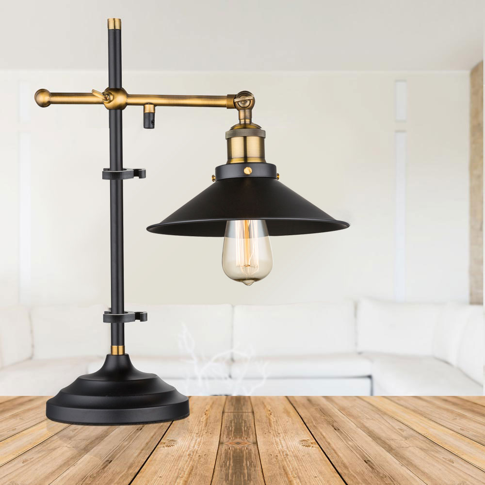 Antique Brass Table Lamp Height Adjustable H 45 5 Cm Lenius