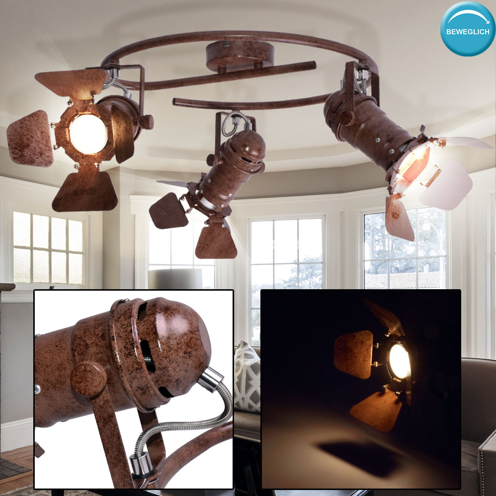 Retro Decken Hänge Lampen rost Schein Werfer Tisch Strahler Wand Spots beweglich
