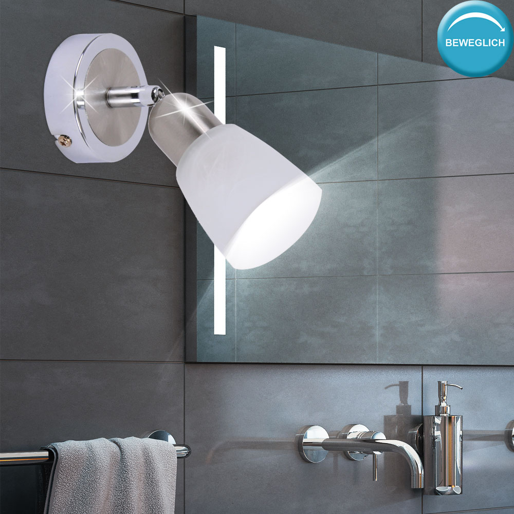 Luxus LED Wand Spot Schlaf Zimmer Spiegel Lampe Chrom Glas Leuchte