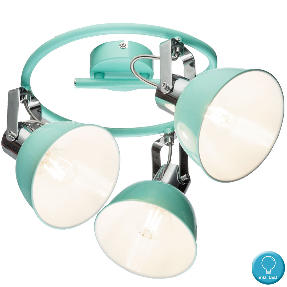 Led Ceiling Rondel With Adjustable Spots In Mint Green Roli