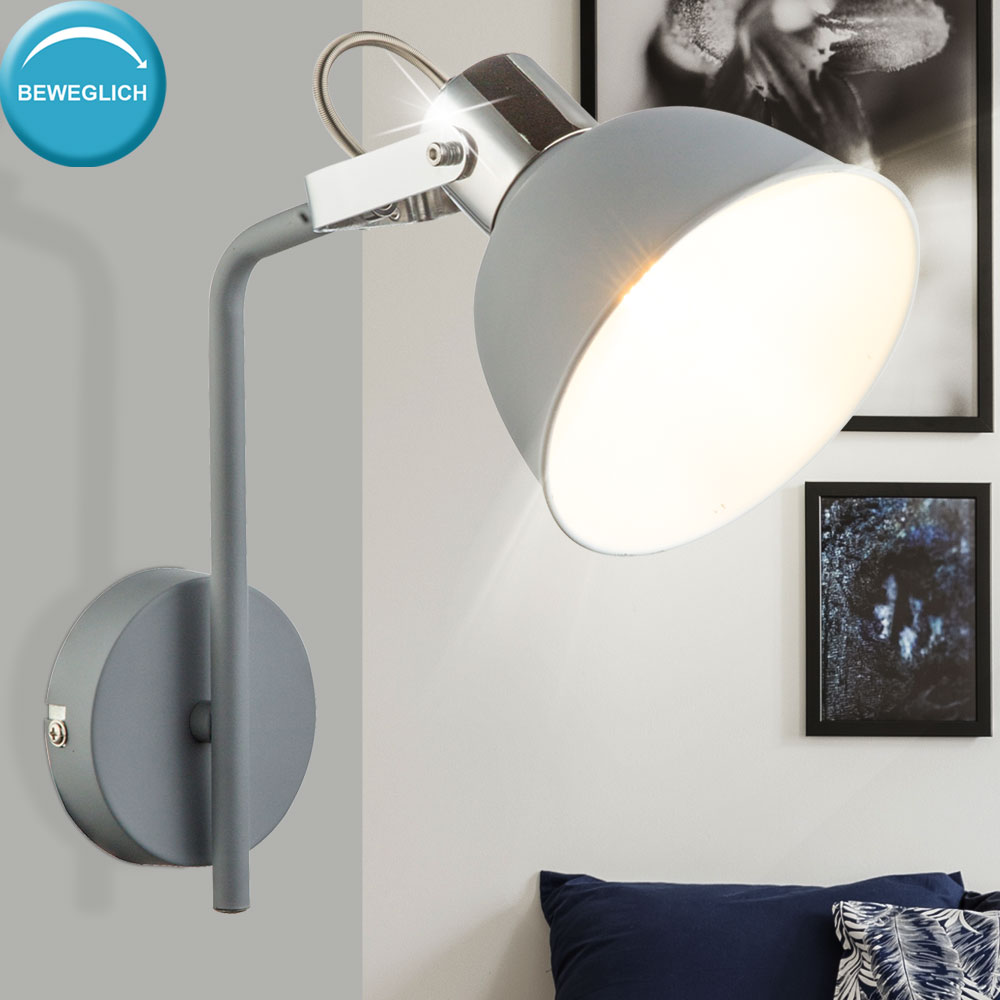 Kugel LED Wandleuchte mit Schalter Wandspot Retro Wandlampe Kugelleuchte weiß