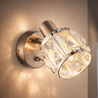 Wandstrahler, Spot beweglich, Glaskristalle, H 12,5 cm 