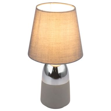 Lampada da tavolo Textil Touch, grigio-cromo, H 31 cm, EUGEN