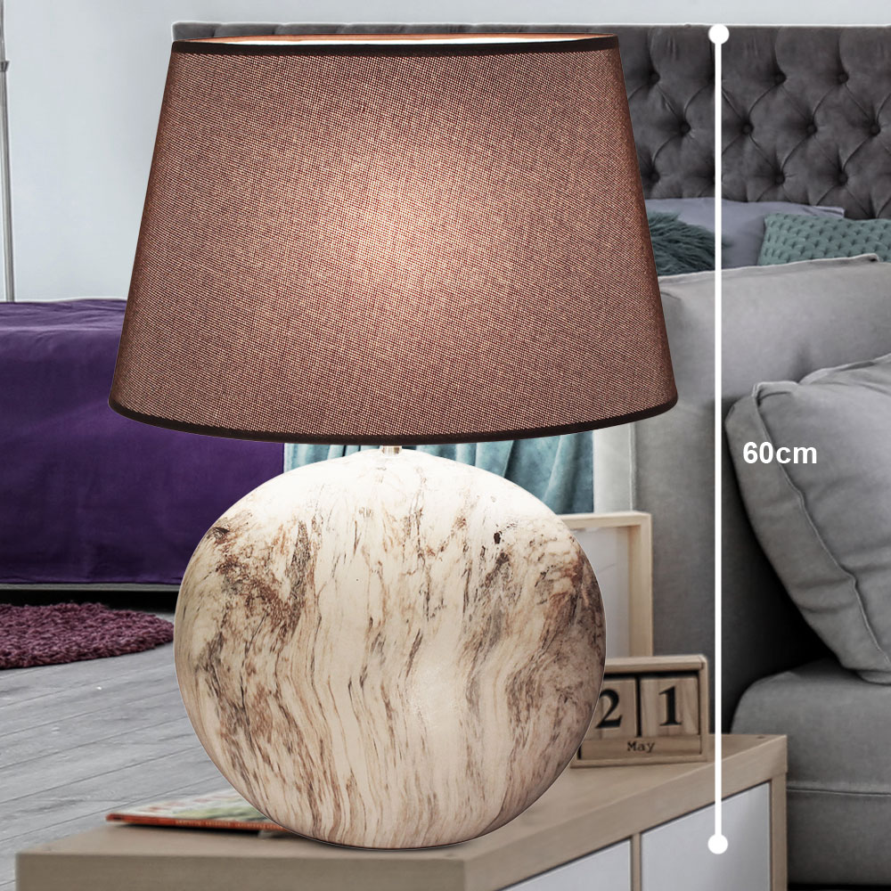 Design Tisch Leuchte Kabel Schalter Wohnraum Flur Textil Lese Lampe Keramik Gold