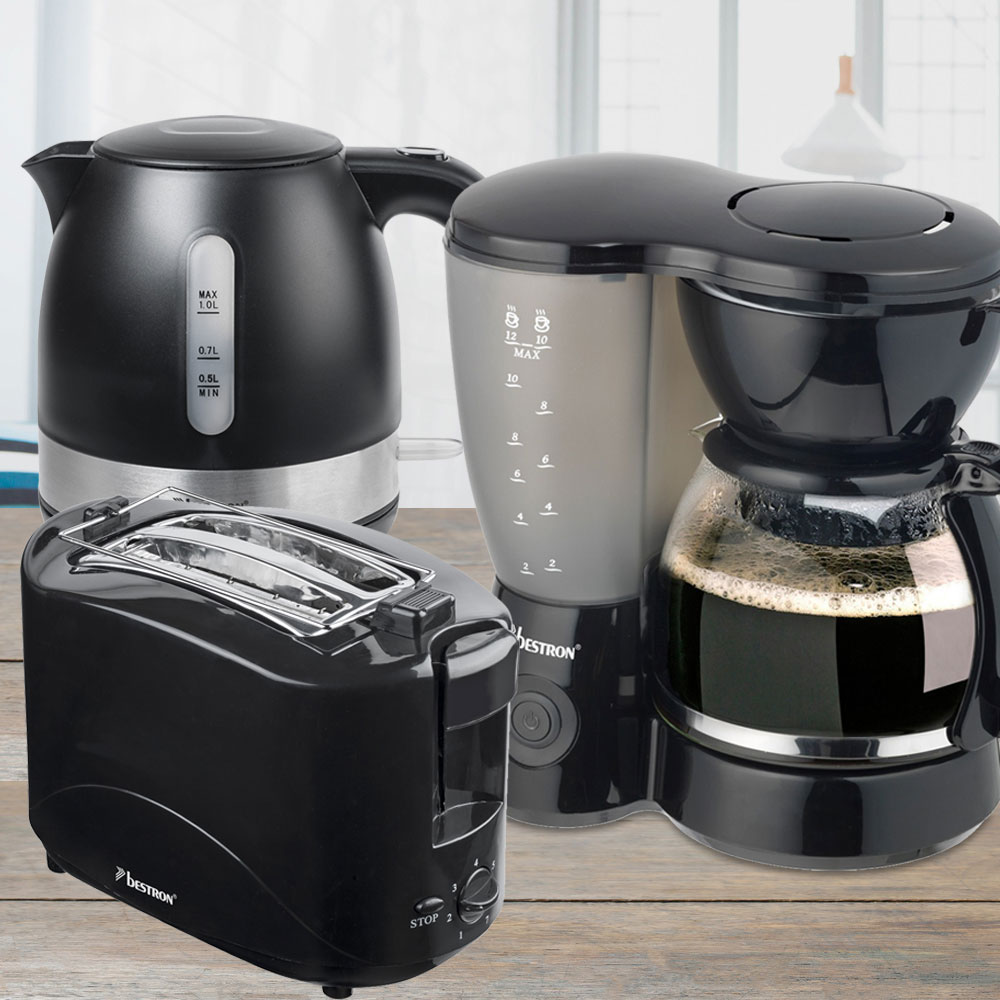 Wasserkocher, Kaffeemaschine und Toaster in schwarz – Bild 2