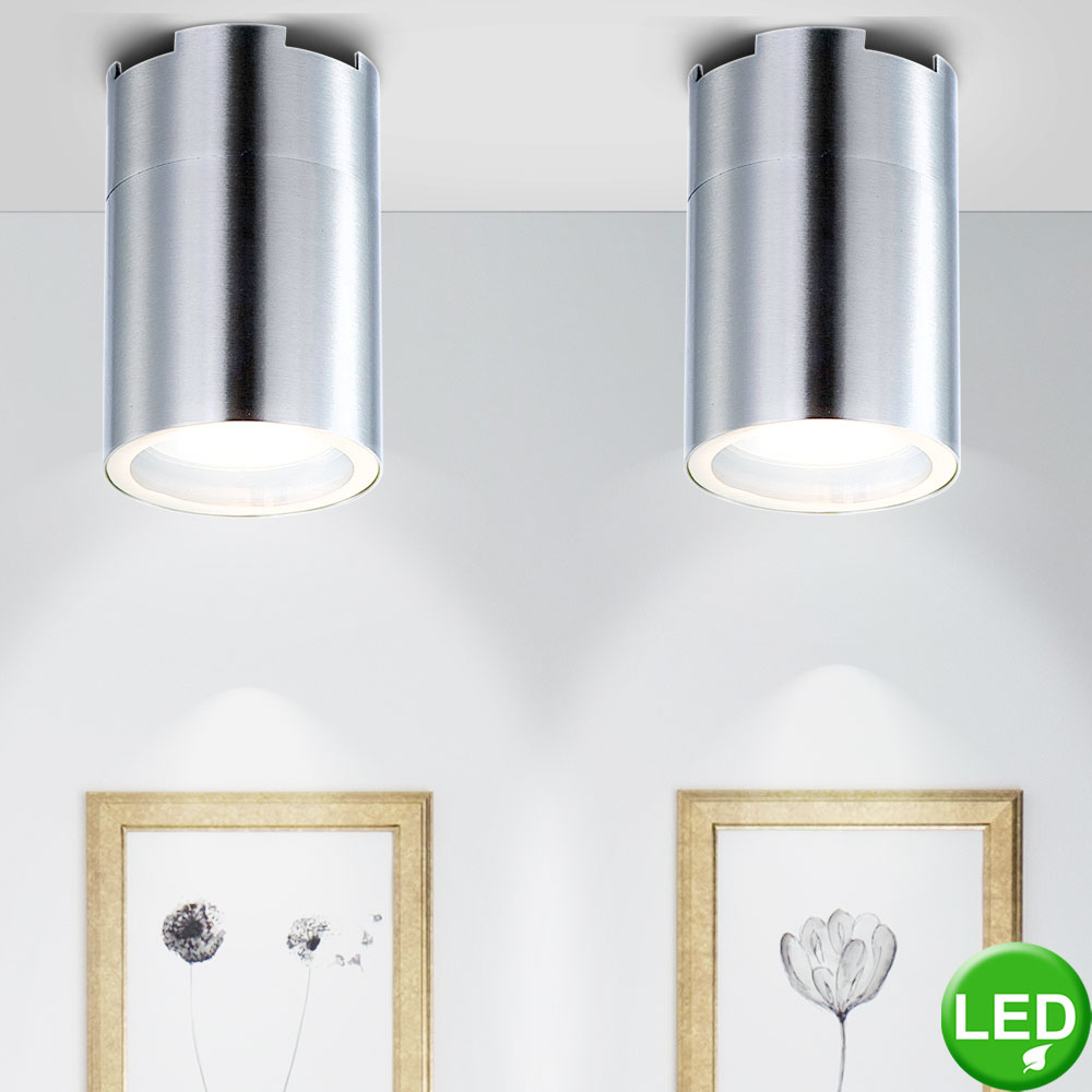 Set Of 3 Led Ceiling Light Surface Mounted Spotlight Stainless Steel Style