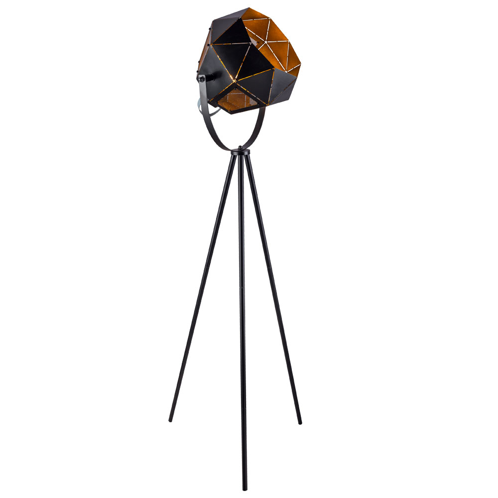 Led Tripod Floor Lamp Metal Black Gold Height 160 Cm Etc Shop