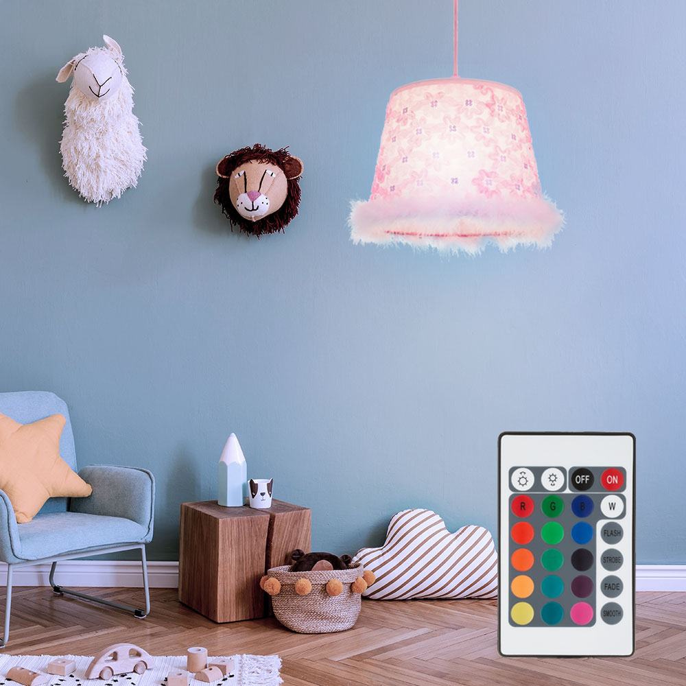 Smart Home RGB LED Pendel Leuchte Feder Kugel Weiß Fernbedienung Decken Strahler Hänge Lampe