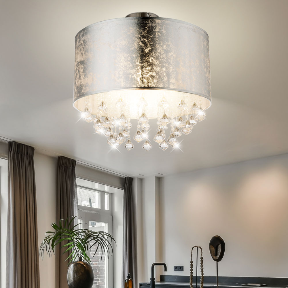 EGLO LED Deckenleuchte, Leuchtmittel Inklusive, Warmweiß, Decken Leuchte Wohn Ess Zimmer Kugel Alu Geflecht Lampe Chrom S04170rb