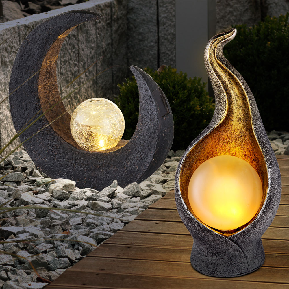 set of 2 solar flame and moon lanterns