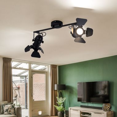 Spot de plafond, noir, longueur 54 cm, EGON