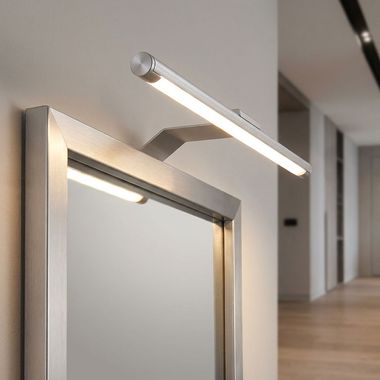 Lampe de miroir à LED, métal, argent, ampoule incluse, L 32 cm