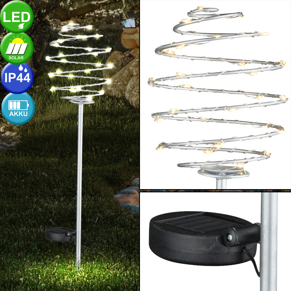 2x Design LED Solar Steck Erdspieß Leuchten Grundstück Edelstahl Lampen