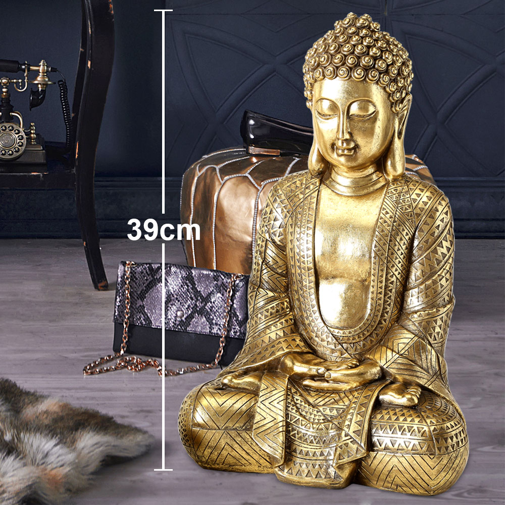 Decorative Gold Buddha Figurine Ornament Shelf Sitter