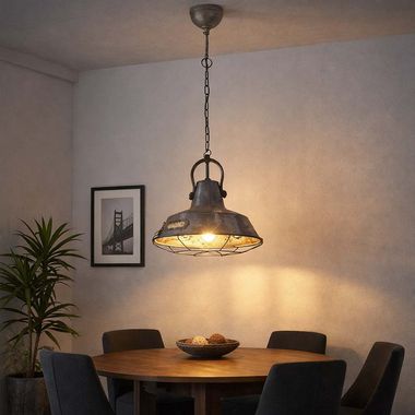 Lampa wisząca w kształcie latarni, srebrna, D 38 cm