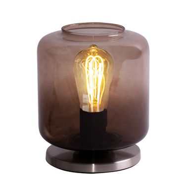 Table lamp, glass, chocolate, nickel matt, H 21.5 cm
