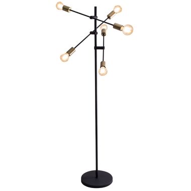 Lampada da terra, orientabile, H 165 cm, nera, ottone
